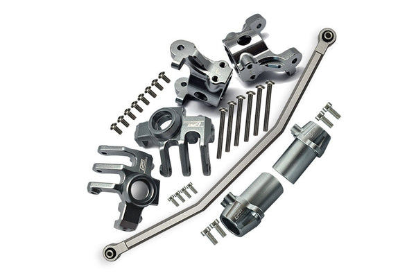 Axial 1/10 RBX10 Ryft 4WD Rock Bouncer Aluminum Upgrade Combo Set B (Front C-Hubs + Front & Rear Knuckle Arms + Steering Rod) - Gray Silver