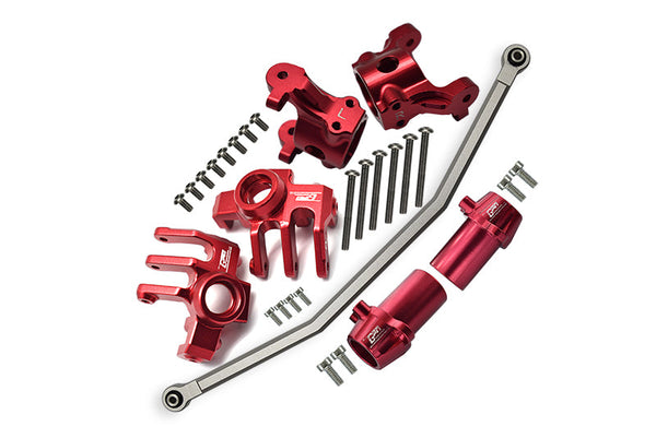 Axial 1/10 RBX10 Ryft 4WD Rock Bouncer Aluminum Upgrade Combo Set B (Front C-Hubs + Front & Rear Knuckle Arms + Steering Rod) - Red