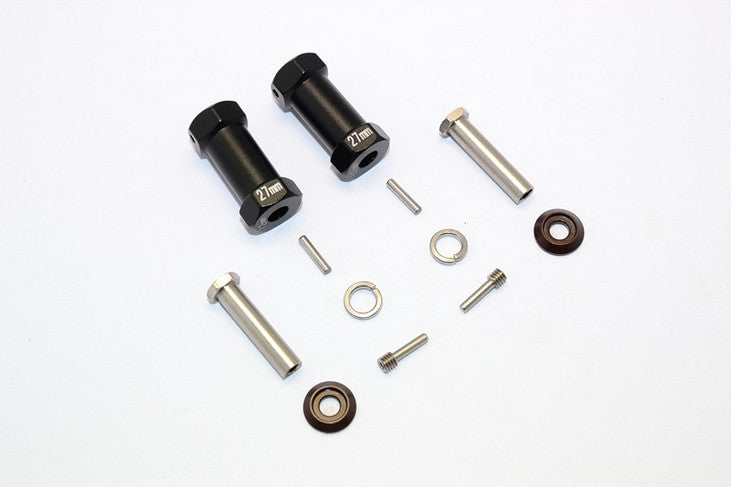 Axial RR10 Bomber Aluminum Wheel Hex Adapters 27mm Width (Use For 4mm Thread Wheel Shaft & 5mm Hole Wheel) - 1Pr Set Black