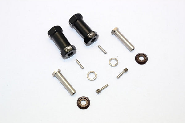 Axial RR10 Bomber Aluminum Wheel Hex Adapters 27mm Width (Use For 4mm Thread Wheel Shaft & 5mm Hole Wheel) - 1Pr Set Black