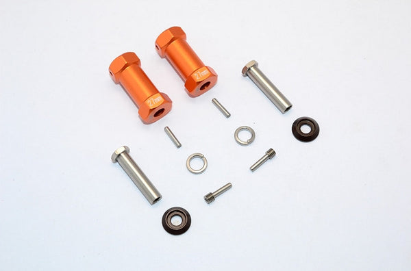 Axial RR10 Bomber Aluminum Wheel Hex Adapters 27mm Width (Use For 4mm Thread Wheel Shaft & 5mm Hole Wheel) - 1Pr Set Orange