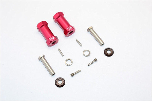 Axial RR10 Bomber Aluminum Wheel Hex Adapters 27mm Width (Use For 4mm Thread Wheel Shaft & 5mm Hole Wheel) - 1Pr Set Red