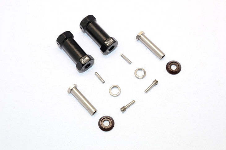 Axial RR10 Bomber Aluminum Wheel Hex Adapters 29mm Width (Use For 4mm Thread Wheel Shaft & 5mm Hole Wheel) - 1Pr Set Black