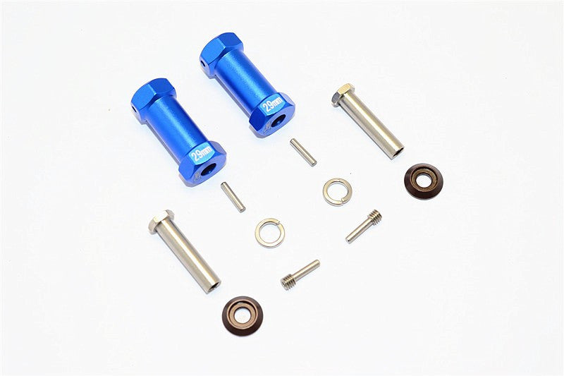 Axial RR10 Bomber Aluminum Wheel Hex Adapters 29mm Width (Use For 4mm Thread Wheel Shaft & 5mm Hole Wheel) - 1Pr Set Blue