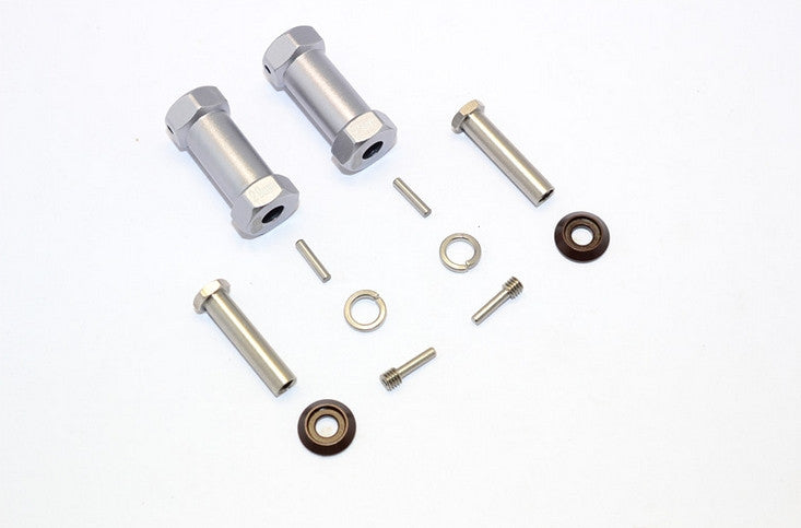 Axial RR10 Bomber Aluminum Wheel Hex Adapters 29mm Width (Use For 4mm Thread Wheel Shaft & 5mm Hole Wheel) - 1Pr Set Gray Silver