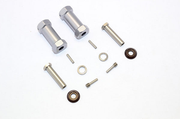 Axial RR10 Bomber Aluminum Wheel Hex Adapters 29mm Width (Use For 4mm Thread Wheel Shaft & 5mm Hole Wheel) - 1Pr Set Gray Silver