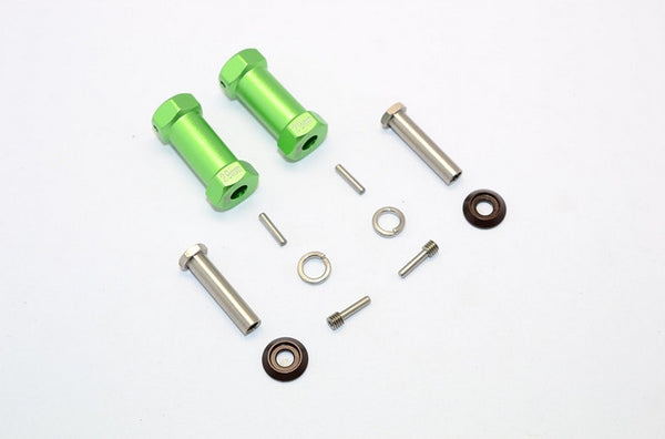 Axial RR10 Bomber Aluminum Wheel Hex Adapters 29mm Width (Use For 4mm Thread Wheel Shaft & 5mm Hole Wheel) - 1Pr Set Green