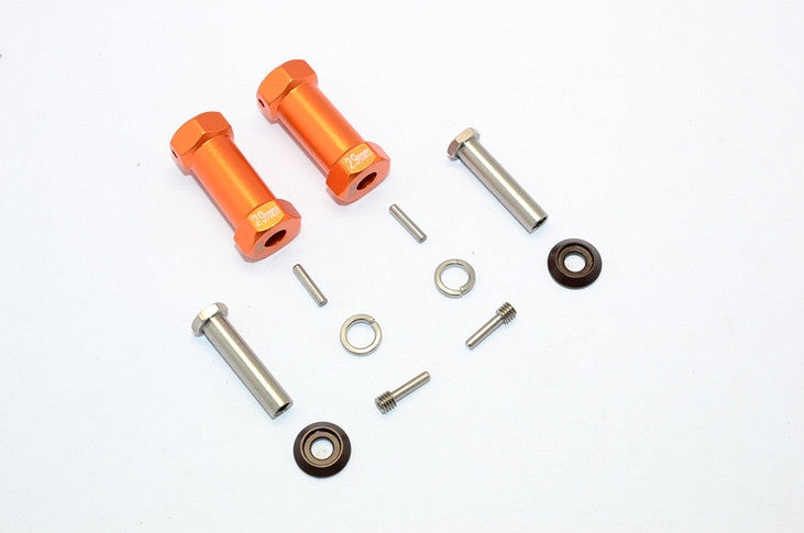 Axial RR10 Bomber Aluminum Wheel Hex Adapters 29mm Width (Use For 4mm Thread Wheel Shaft & 5mm Hole Wheel) - 1Pr Set Orange