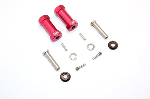 Axial RR10 Bomber Aluminum Wheel Hex Adapters 29mm Width (Use For 4mm Thread Wheel Shaft & 5mm Hole Wheel) - 1Pr Set Red