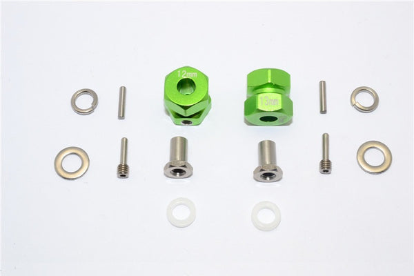 Axial RR10 Bomber Aluminum Wheel Hex Adapter (Inner 5mm, Outer 12mm, Thickness 13mm) - 2Pcs Set Green