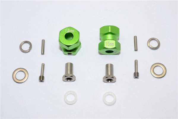 Axial RR10 Bomber Aluminum Wheel Hex Adapter (Inner 5mm, Outer 12mm, Thickness 15mm) - 2Pcs Set Green