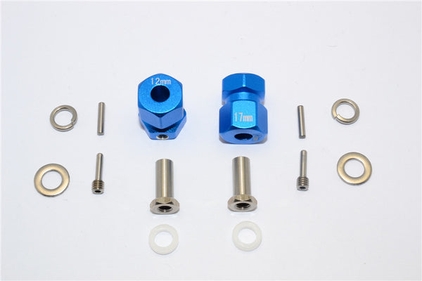 Axial RR10 Bomber Aluminum Wheel Hex Adapter (Inner 5mm, Outer 12mm, Thickness 17mm) - 2Pcs Set Blue