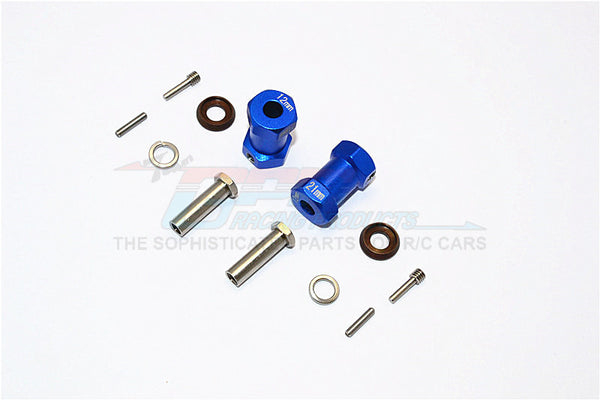 Axial RR10 Bomber Aluminum Wheel Hex Adapters 21mm Width (Use For 4mm Thread Wheel Shaft & 5mm Hole Wheel) - 1Pr Set Blue