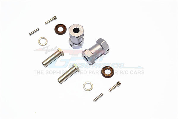 Axial RR10 Bomber Aluminum Wheel Hex Adapters 21mm Width (Use For 4mm Thread Wheel Shaft & 5mm Hole Wheel) - 1Pr Set Gray Silver