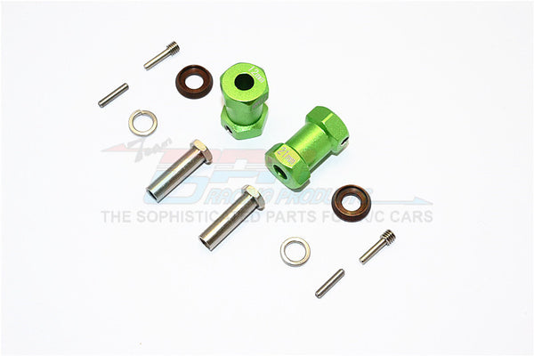 Axial RR10 Bomber Aluminum Wheel Hex Adapters 21mm Width (Use For 4mm Thread Wheel Shaft & 5mm Hole Wheel) - 1Pr Set Green