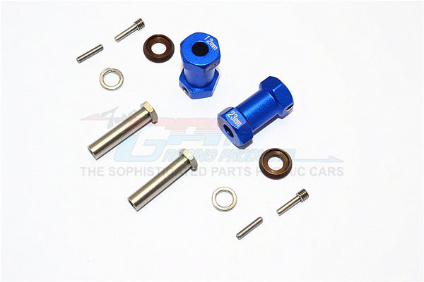 Axial RR10 Bomber Aluminum Wheel Hex Adapters 23mm Width (Use For 4mm Thread Wheel Shaft & 5mm Hole Wheel) - 1Pr Set Blue