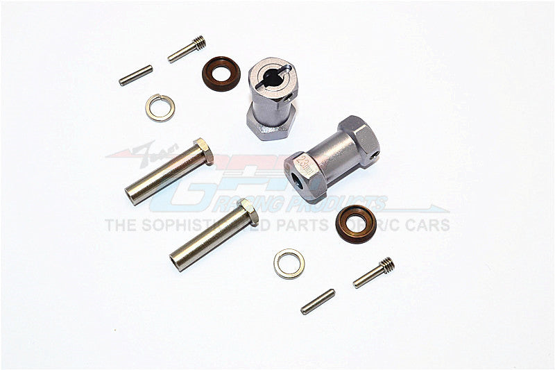 Axial RR10 Bomber Aluminum Wheel Hex Adapters 23mm Width (Use For 4mm Thread Wheel Shaft & 5mm Hole Wheel) - 1Pr Set Gray Silver