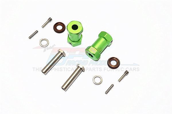 Axial RR10 Bomber Aluminum Wheel Hex Adapters 23mm Width (Use For 4mm Thread Wheel Shaft & 5mm Hole Wheel) - 1Pr Set Green