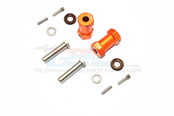 Axial RR10 Bomber Aluminum Wheel Hex Adapters 23mm Width (Use For 4mm Thread Wheel Shaft & 5mm Hole Wheel) - 1Pr Set Orange