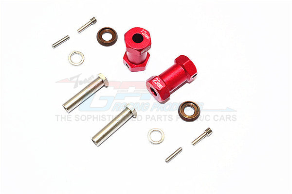 Axial RR10 Bomber Aluminum Wheel Hex Adapters 23mm Width (Use For 4mm Thread Wheel Shaft & 5mm Hole Wheel) - 1Pr Set Red
