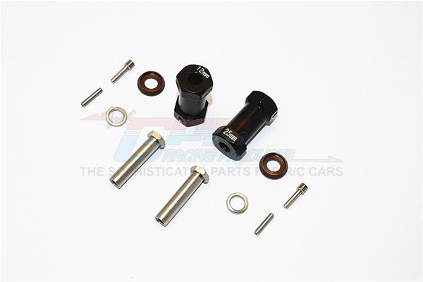 Axial RR10 Bomber Aluminum Wheel Hex Adapters 25mm Width (Use For 4mm Thread Wheel Shaft & 5mm Hole Wheel) - 1Pr Set Black