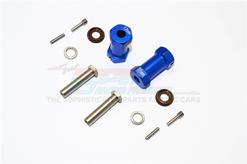 Axial RR10 Bomber Aluminum Wheel Hex Adapters 25mm Width (Use For 4mm Thread Wheel Shaft & 5mm Hole Wheel) - 1Pr Set Blue