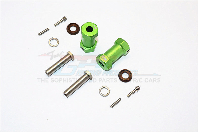 Axial RR10 Bomber Aluminum Wheel Hex Adapters 25mm Width (Use For 4mm Thread Wheel Shaft & 5mm Hole Wheel) - 1Pr Set Green