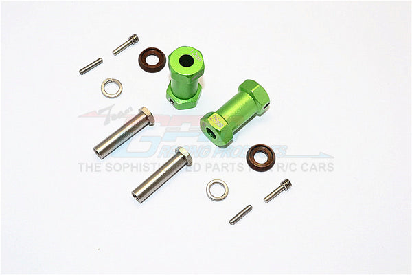 Axial RR10 Bomber Aluminum Wheel Hex Adapters 25mm Width (Use For 4mm Thread Wheel Shaft & 5mm Hole Wheel) - 1Pr Set Green