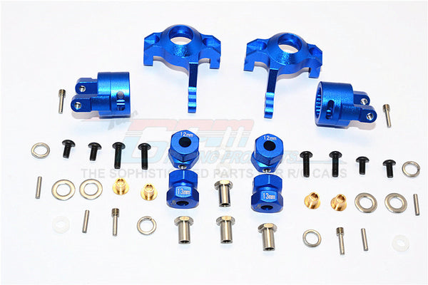 Axial RR10 Bomber & Wraith Aluminum Front C-Hub & Knuckle Arm (5 Degree Caster) - 4Pcs Set Blue