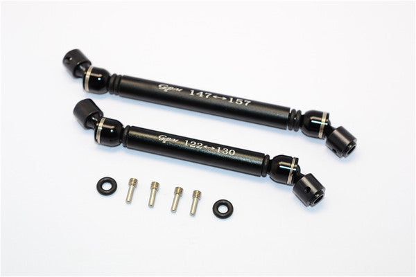 Axial RR10 Bomber Aluminum Front & Rear Main Drive Shaft With Steel Joint (S:122mm-130mm, L:147mm-157mm) - 2Pcs Set Black