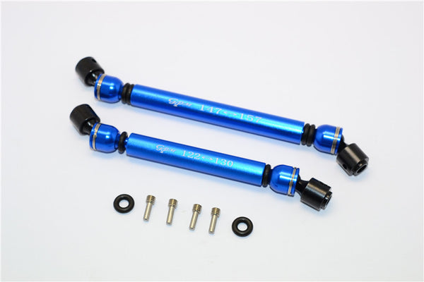 Axial RR10 Bomber Aluminum Front & Rear Main Drive Shaft With Steel Joint (S:122mm-130mm, L:147mm-157mm) - 2Pcs Set Blue