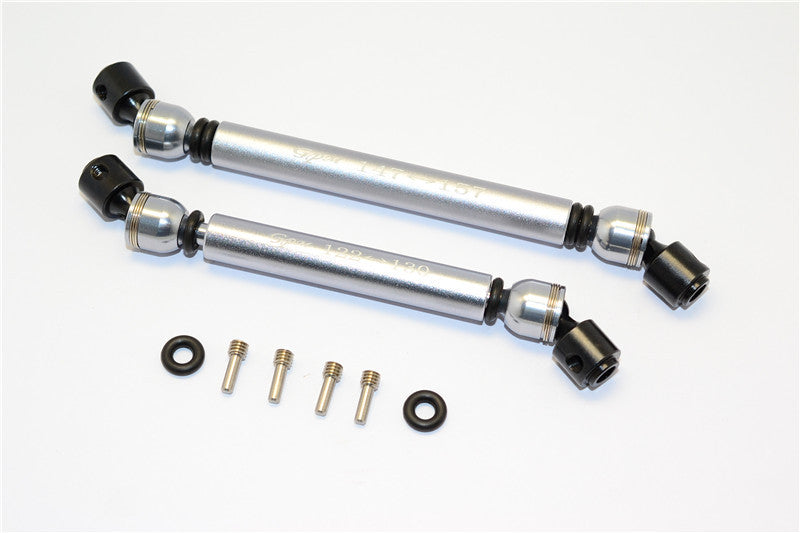 Axial RR10 Bomber Aluminum Front & Rear Main Drive Shaft With Steel Joint (S:122mm-130mm, L:147mm-157mm) - 2Pcs Set Gray Silver