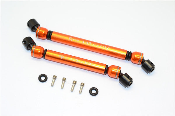 Axial RR10 Bomber Aluminum Front & Rear Main Drive Shaft With Steel Joint (S:122mm-130mm, L:147mm-157mm) - 2Pcs Set Orange