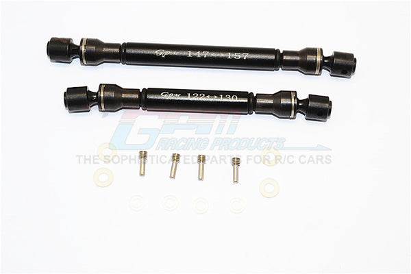 Axial RR10 Bomber Steel+Aluminum Front & Rear Main Drive Shaft (147mm-157mm, 122mm-130mm) - 2Pcs Set Black