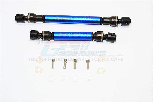 Axial RR10 Bomber Steel+Aluminum Front & Rear Main Drive Shaft (147mm-157mm, 122mm-130mm) - 2Pcs Set Blue