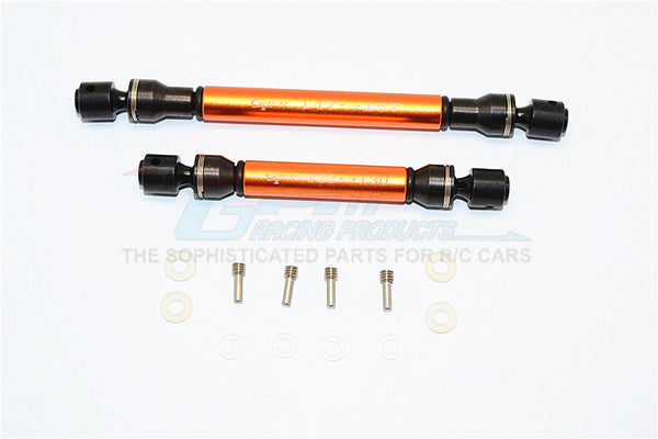 Axial RR10 Bomber Steel+Aluminum Front & Rear Main Drive Shaft (147mm-157mm, 122mm-130mm) - 2Pcs Set Orange