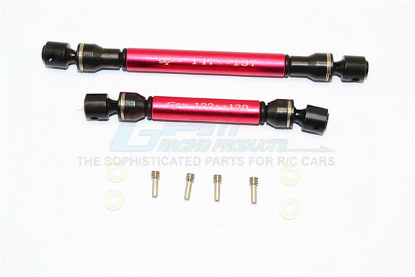 Axial RR10 Bomber Steel+Aluminum Front & Rear Main Drive Shaft (147mm-157mm, 122mm-130mm) - 2Pcs Set Red