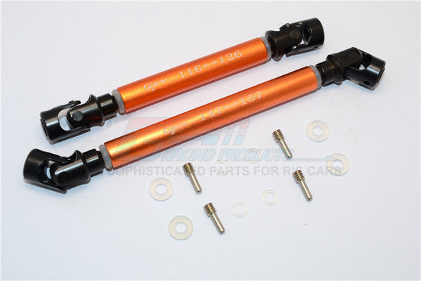 Axial RR10 Bomber Steel Adjustable Main Shaft With Aluminum Body - 1Pr Set Orange