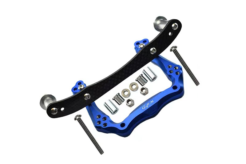 Traxxas Rustler VXL Aluminum Front Damper Plate with Graphite Body Post Mount and Delrin Post - 1 Set Blue