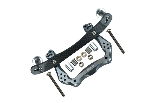 Traxxas Rustler VXL Aluminum Front Damper Plate with Graphite Body Post Mount and Delrin Post - 1 Set Gray Silver
