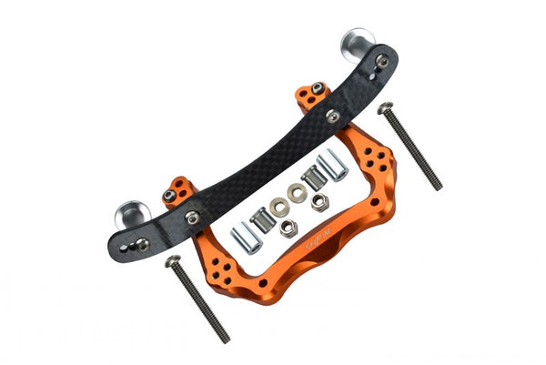 Traxxas Rustler VXL Aluminum Front Damper Plate with Graphite Body Post Mount and Delrin Post - 1 Set Orange