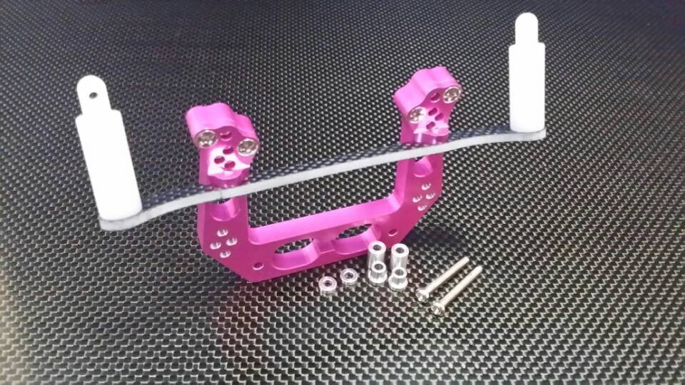 Traxxas Rustler VXL Aluminum Front Damper Plate with Graphite Body Post Mount and Delrin Post - 1 Set Pink