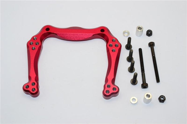 Traxxas Rustler VXL Aluminum Front Damper Plate with Graphite Body Post Mount and Delrin Post - 1 Set Red