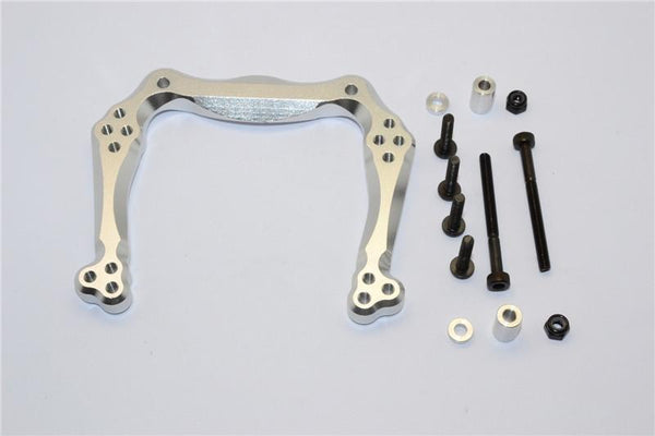 Traxxas Rustler VXL Aluminum Front Damper Plate with Graphite Body Post Mount and Delrin Post - 1 Set Silver