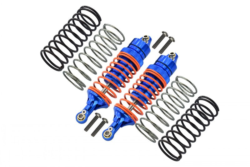 Aluminum Front Adjustable Spring Damper with Aluminum Ball Top & Ball Ends For 1/10 Traxxas Rustler VXL Stadium Truck - 1Pr Set Blue