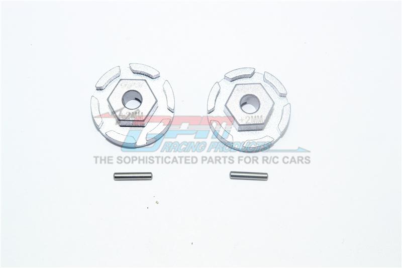 Traxxas Rustler 4X4 VXL (67076-4) Aluminum Hex Adapter (+2mm) - 2Pc Set Gray Silver