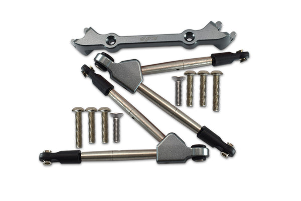 Traxxas Rustler 4X4 VXL (67076-4) Aluminum Front Tie Rods With Stabilizer For C Hub - 11Pc Set Gray Silver