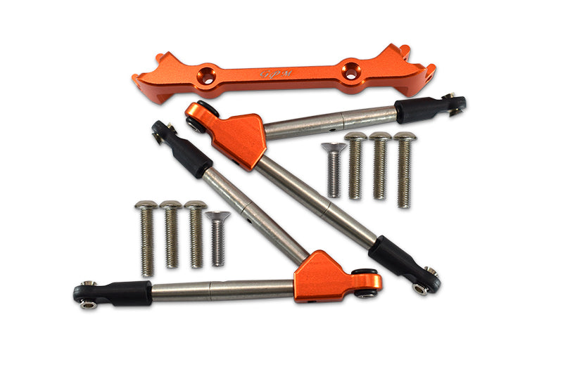 Traxxas Rustler 4X4 VXL (67076-4) Aluminum Front Tie Rods With Stabilizer For C Hub - 11Pc Set Orange