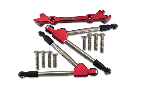 Traxxas Rustler 4X4 VXL (67076-4) Aluminum Front Tie Rods With Stabilizer For C Hub - 11Pc Set Red