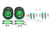 Traxxas Rustler 4X4 VXL (67076-4) Upgrade Parts Front & Rear Aluminum Shocks + Steel #45 Axles + Spring Steel Hex + Rubber Tires With Metal Rim (Low Center Of Gravity Set) - 68Pc Set Green